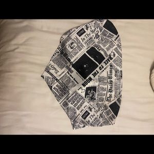Bandana tie style shirt with newspaper print